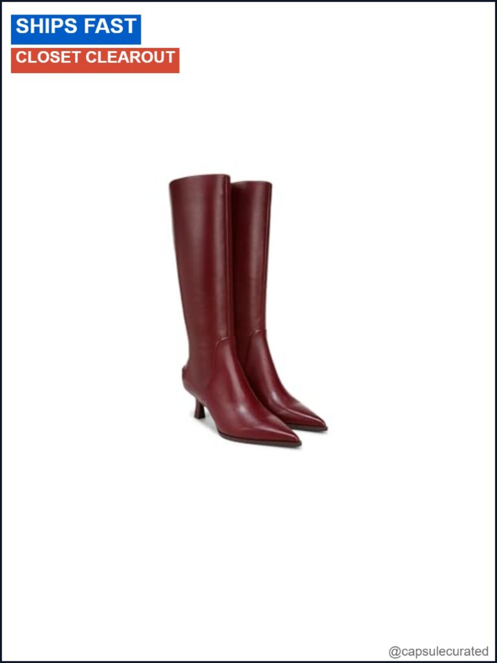 Knee High Pointed Toe Kitten Heel Boots with Zipper